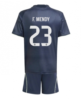 Billige Fotballdrakt Real Madrid Ferland Mendy #23 Replika Bortedraktsett Barn 2025-26 Kortermet (med bukser)